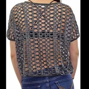 Yelete Fishnet Gray Crop Top